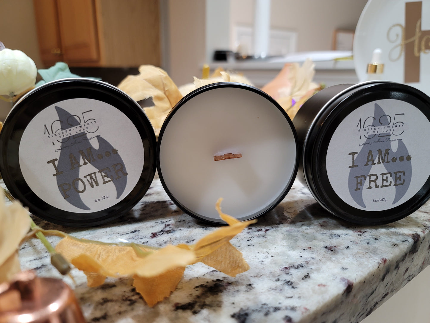I AM... Empowerment Collection - 3-Pack of 8oz Wooden Wick Candles